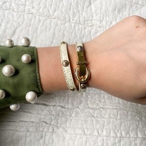 HENRI BENDEL Creme Snake Skin Wrap Buckle Bracelet